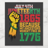 Omdat mijn voorouders niet vrij waren op 4 juli 17 wijn etiket (Enkel label)