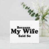 Omdat mijn vrouw dat zei briefkaart (Staand voorkant)