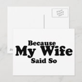 Omdat mijn vrouw dat zei briefkaart (Voorkant / Achterkant)