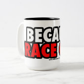 Omdat Race Car Tweekleurige Koffiemok (Voorkant links)