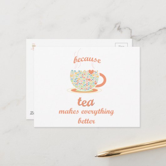 Omdat Tea alles beter maakt Briefkaart (Voorkant / Achterkant in situ)