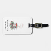 Omdat thee gelukkig slogan vindt,  bekerrozen bagagelabel (Voorkant horizontaal)