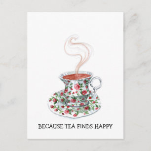 Omdat thee gelukkig slogan vindt,  bekerrozen briefkaart