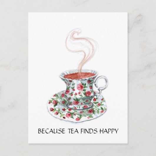 Omdat thee gelukkig slogan vindt,  bekerrozen briefkaart (Voorkant)