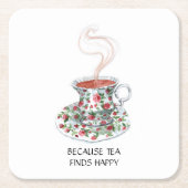 Omdat thee gelukkig slogan vindt,  bekerrozen kartonnen onderzetters (Voorkant)