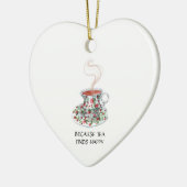 Omdat thee gelukkig slogan vindt, bekerrozen keramisch ornament (Links)