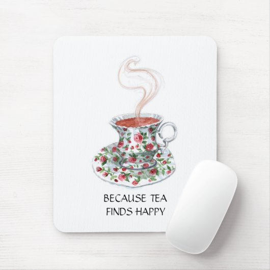 Omdat thee gelukkig slogan vindt,  bekerrozen muismat (Met muis)