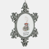 Omdat thee gelukkig slogan vindt,  bekerrozen tin sneeuwvlok ornament (Links)