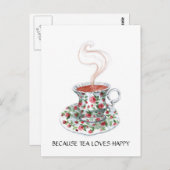 Omdat thee van vrolijke slogan houdt,  bekerrozen briefkaart (Voorkant / Achterkant)