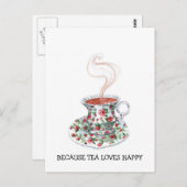 Omdat thee van vrolijke slogan houdt,  bekerrozen briefkaart (Voorkant / Achterkant)