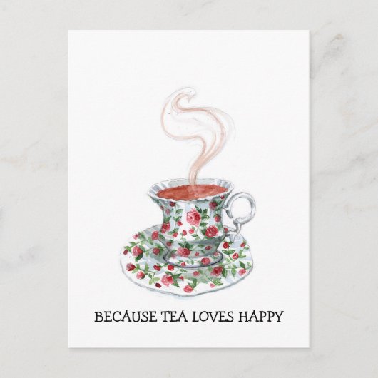 Omdat thee van vrolijke slogan houdt,  bekerrozen briefkaart (Voorkant)
