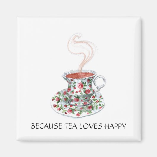 Omdat thee van vrolijke slogan houdt,  bekerrozen magneet (Voorkant)