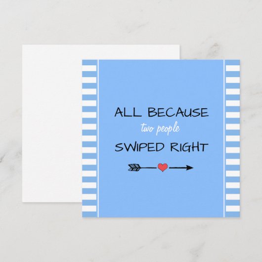 Omdat twee mensen het juiste Baby shower hebben ge Bedankkaart (Voorkant / Achterkant)