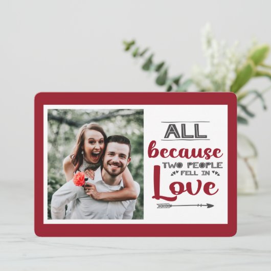 Omdat twee mensen verliefd werden op afbeelding feestdagenkaart (Staand voorkant)