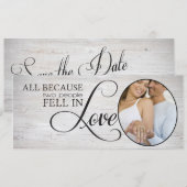 Omdat twee mensen verliefd worden save the date (Voorkant / Achterkant)