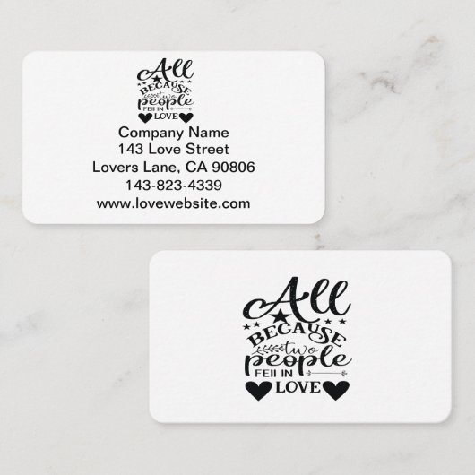 Omdat twee mensen verliefd worden visitekaartje (Voorkant / Achterkant)