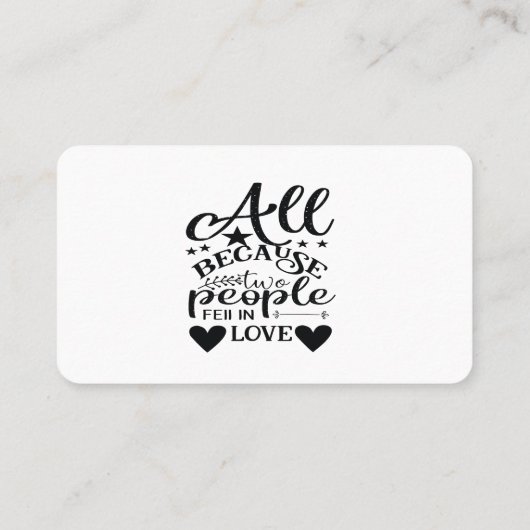 Omdat twee mensen verliefd worden visitekaartje (Achterkant)