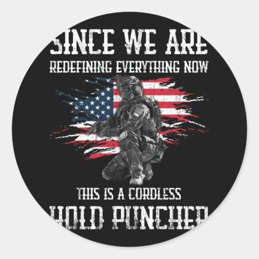 Omdat we alles opnieuw definiëren ronde sticker (Voorkant)