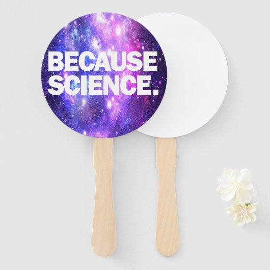 Omdat wetenschap handwaaier (Voorkant en achterkant)