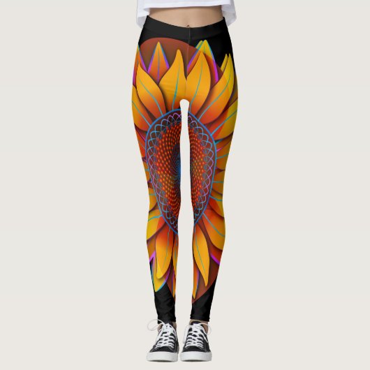Omdat... zonnebloemen "Trippy Flower"-Teenslippers Leggings (Voorkant)