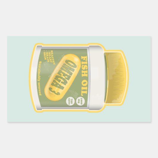Omega 3 visolie rechthoekige sticker (Voorkant)
