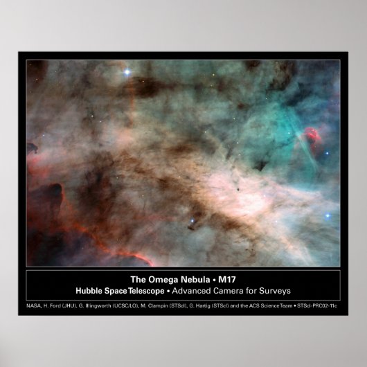 Omega Nebula M17 Hubble Telescope Foto Poster (Voorkant)