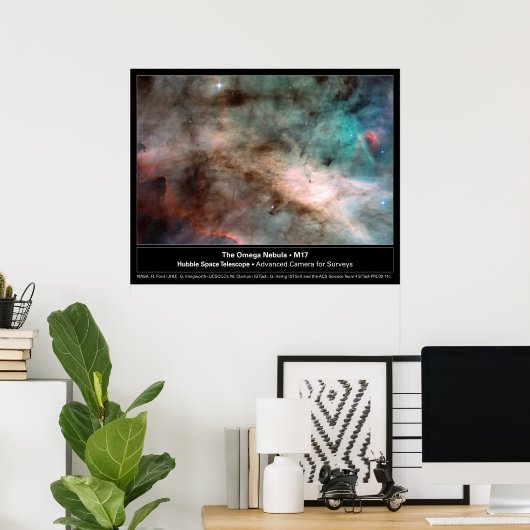 Omega Nebula M17 Hubble Telescope Foto Poster (Thuiskantoor)