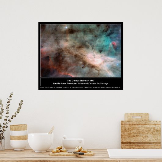 Omega Nebula M17 Hubble Telescope Foto Poster (Keuken)