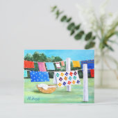 Omegma's waslijn met wasmand Briefkaart (Staand voorkant)