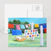 Omegma's waslijn met wasmand Briefkaart (Voorkant / Achterkant)