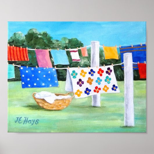 Omegma's waslijn met wasmand Poster (Voorkant)