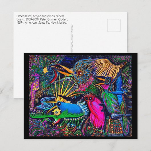 Omen Birds Postmodern Colorful Santa Fe Outsider Briefkaart (Voorkant / Achterkant)