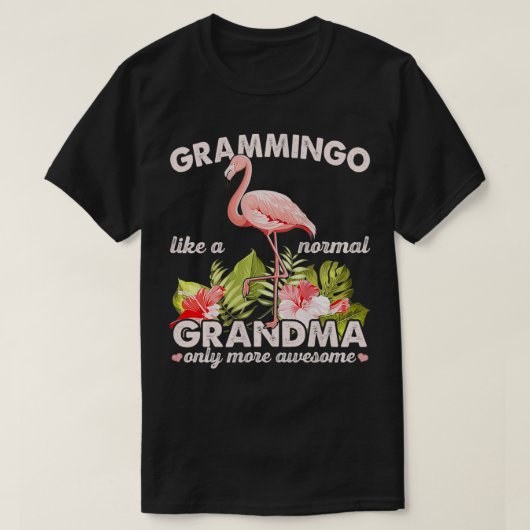 Omens Grandma Pink Flamingo Moederdag Floral C T-shirt (Design voorkant)