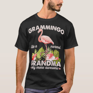 Omens Grandma Pink Flamingo Moederdag Floral C T-shirt