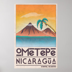 Ometepe Nicaragua Poster Vintage Reis Kunst met