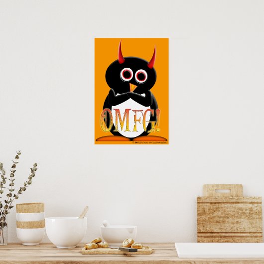 OMFG! Grappig Evil Penguin Poster (Keuken)