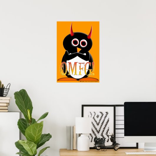 OMFG! Grappig Evil Penguin Poster (Thuiskantoor)