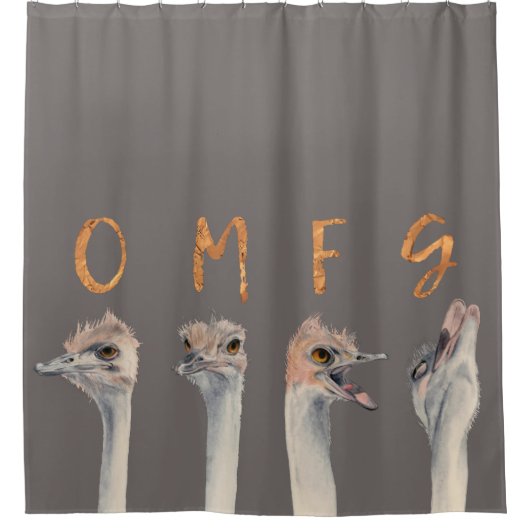 OMFG-struisvogels Douchegordijn (Voorkant)