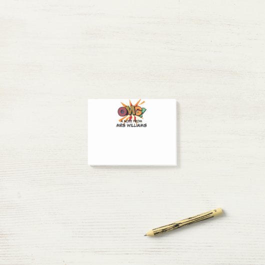 OMG Aangepaste naam Leuk Modern stripboek Post-it® Notes (Op bureau)