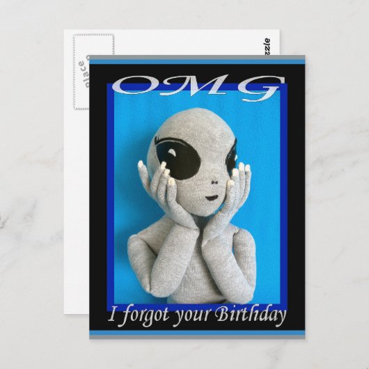 OMG Alien - Vergeten Verjaardag Briefkaart (Voorkant / Achterkant)