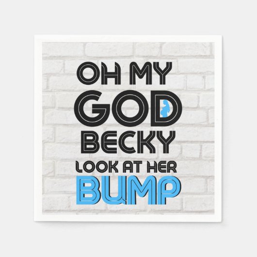 OMG Becky| Blue 90's Urban Retro Baby shower Favor Servet (Voorkant)