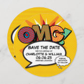 OMG Bewaar de datum Leuk Retro Strip Pop Art Save The Date (Voorkant / Achterkant)