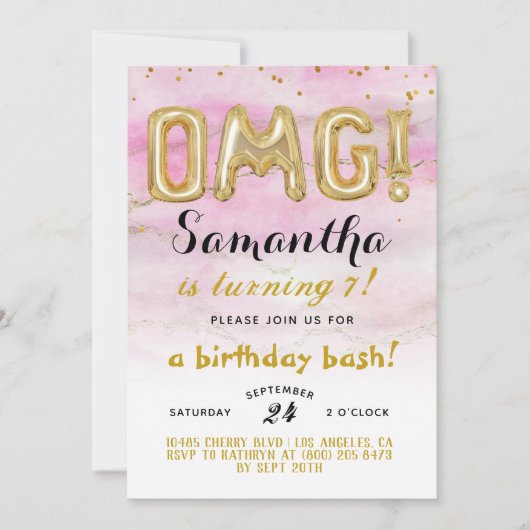 OMG! Birthday Confetti Uitnodiging (Voorkant)