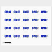 OMG! blauw Ronde Sticker (Vel)