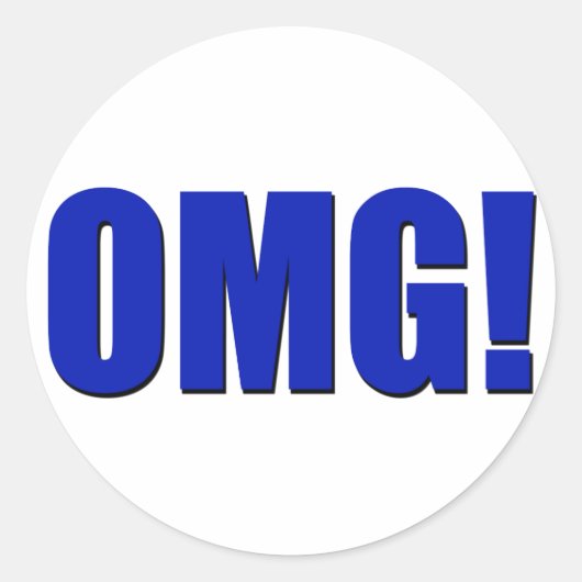 OMG! blauw Ronde Sticker (Voorkant)