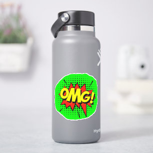 OMG Burst Pop Art Yellow Red Green 4-inch vinyl Sticker