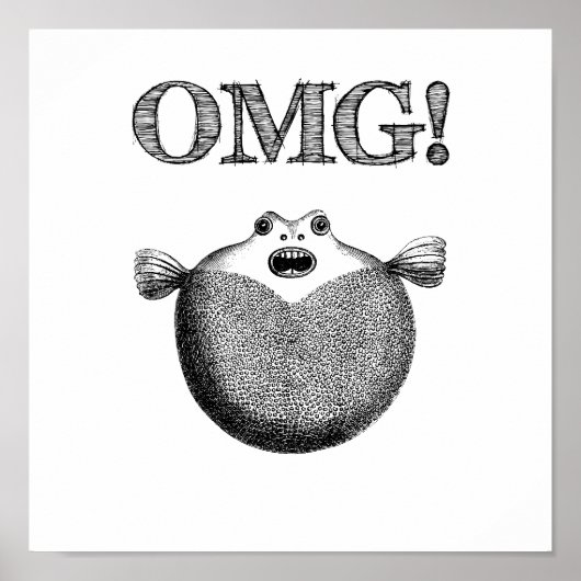 OMG Cute en Funny Blowfish Small Poster (Voorkant)