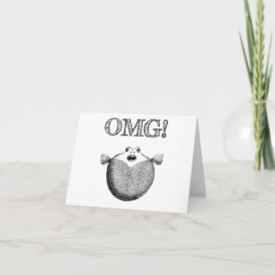 OMG Cute en Funny Illustrated Fish Note Card Kaart