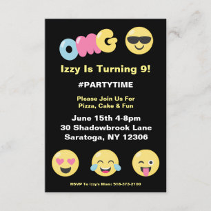 OMG Emoji Lover Birthday Uitnodiging