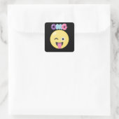 OMG Emoji Vierkante Sticker (Tas)